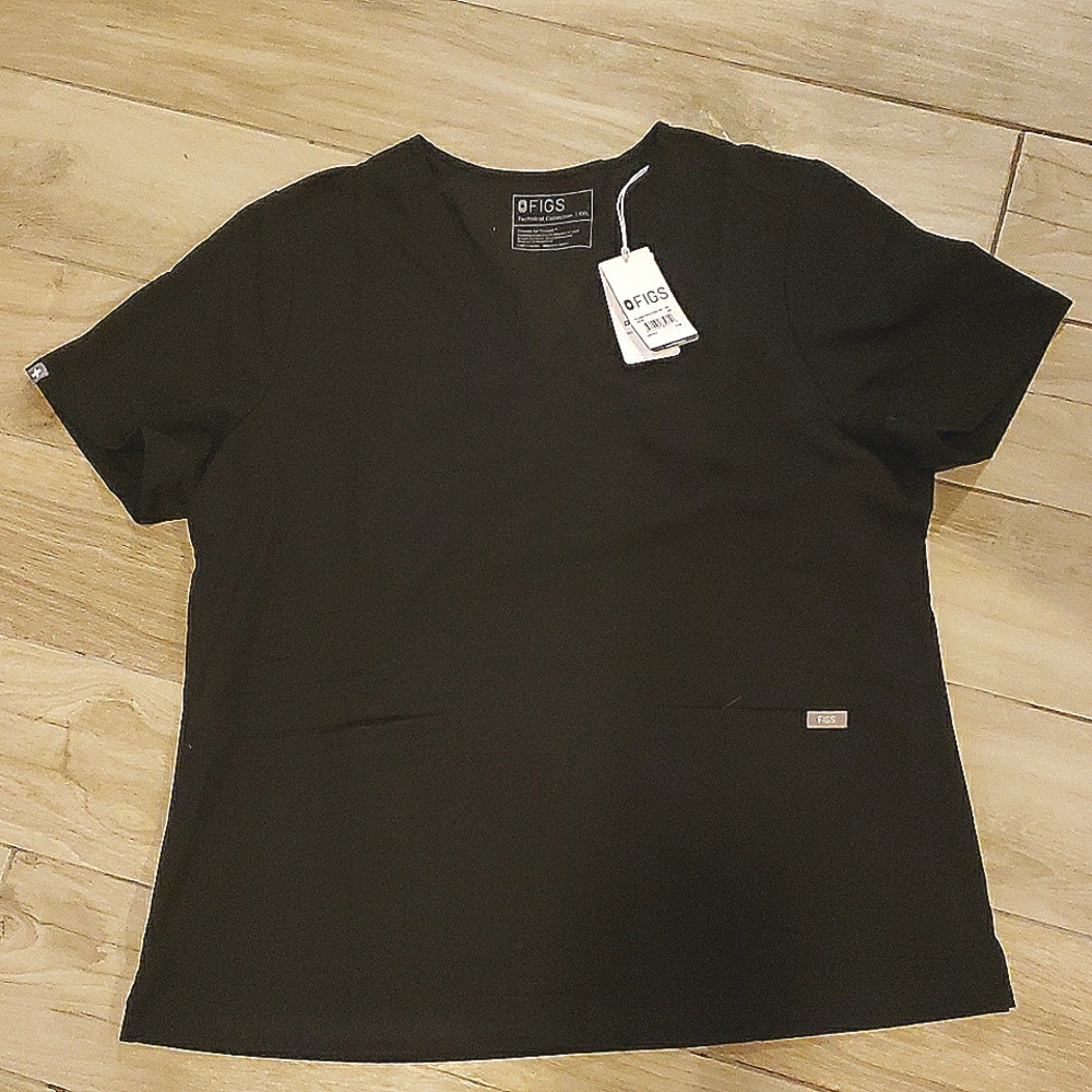Figs 3 Pocket Scrub Top Black XXL